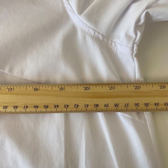 Zac & Rachel Women’s L White Button Down Roll Tab Sleeve Tunic Shirt - Picture 9 of 12